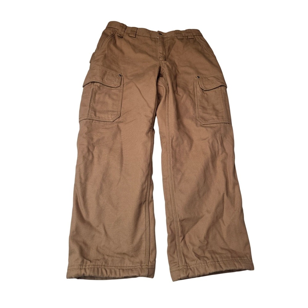 Duluth Trading Co Fire Hose Fleece Lined Cargo Work Pants Brown Mens 36x30 34513